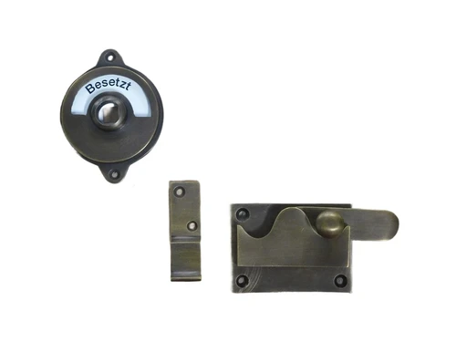 Turn lock for toilet door - patinated brass