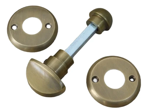 Rotary lock, polished brass for toilet or bathroom