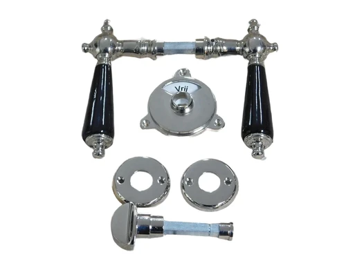 Beautiful toilet set nickel with porcelain handles, antique, high quality