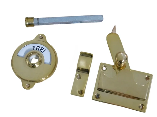 Locks for toilet door, toilet door lock, closed and occupied/inactive, brass