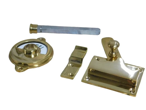 Locks for toilet door, toilet door lock, closed and occupied/inactive, brass