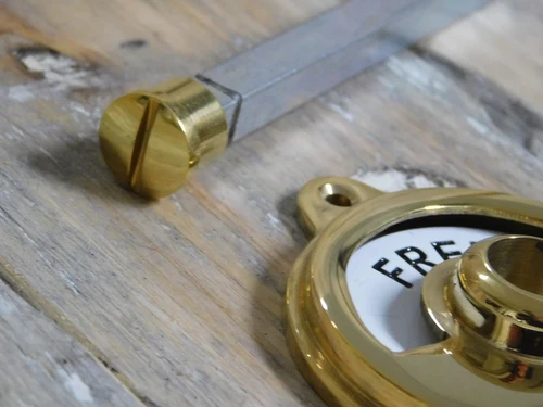 Locks for toilet door, toilet door lock, closed and occupied/inactive, brass
