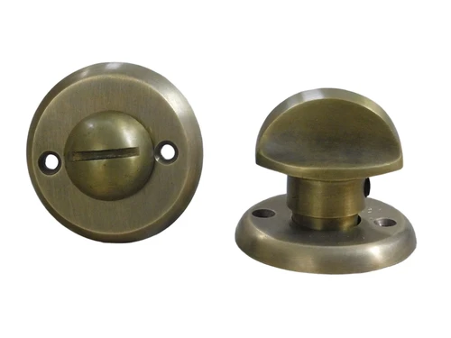 Toilet deurbeslag, twist lock, messing gepatineerd