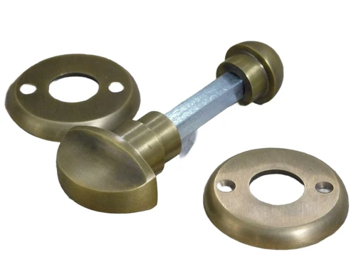 Toilet deurbeslag, twist lock, messing gepatineerd