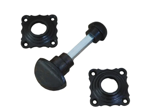 Toilet lock -WC door hardware in antique iron with 2 rosettes cotta, iron dark brown