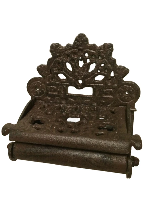 Toilet roll holder rust brown, cast iron brown