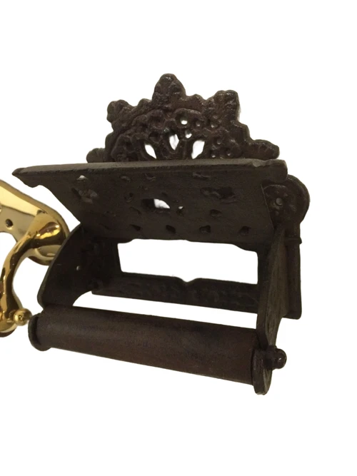 Toilet roll holder rust brown, cast iron brown