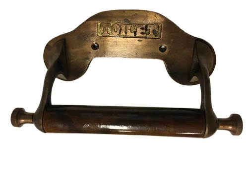 Toilet roll holder, brass brass and wood