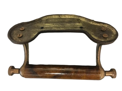 Toilet roll holder, brass brass and wood