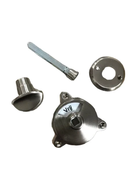 Twist lock brushed free and occupied for toilet door, toilet door, mounting Nickel.