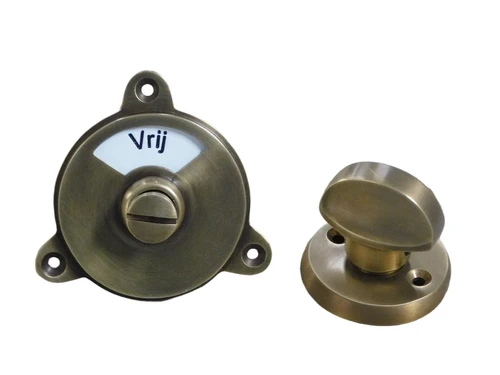 WC twist lock, Capper toilet with enamel + brass, occupied + free