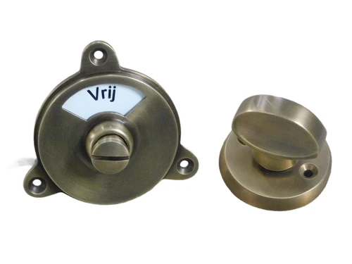 WC twist lock, Capper toilet with enamel + brass, occupied + free