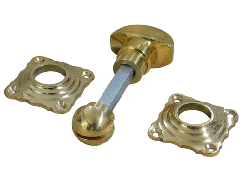 Toilet door closure, brass, twist lock guest toilet.