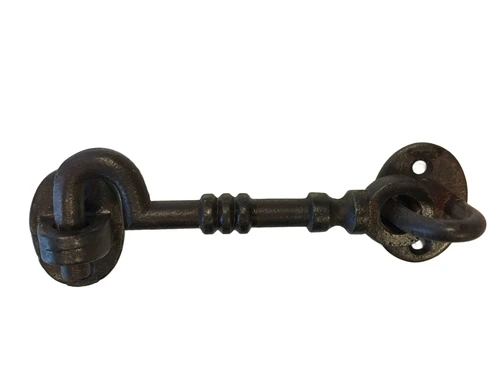 Wind hook closure with drop hook, iron, small, 13 cm.