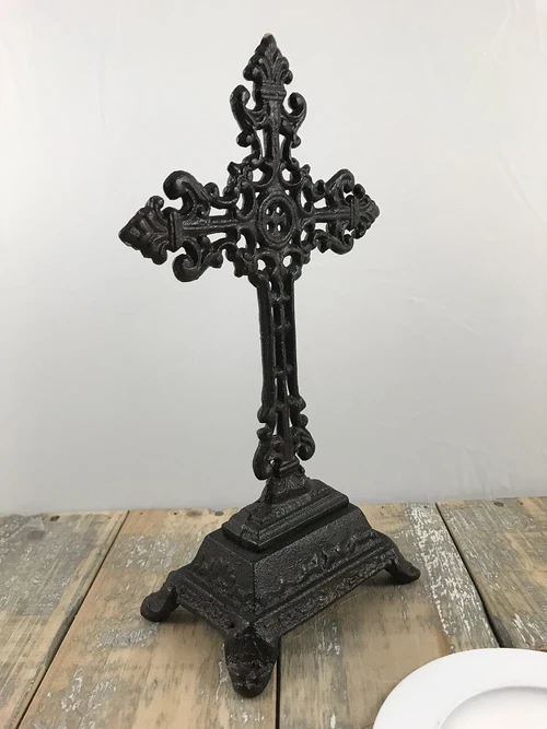 Kreuz auf Sockel – 25 cm – Gusseisen – Stehendes Kruzifix