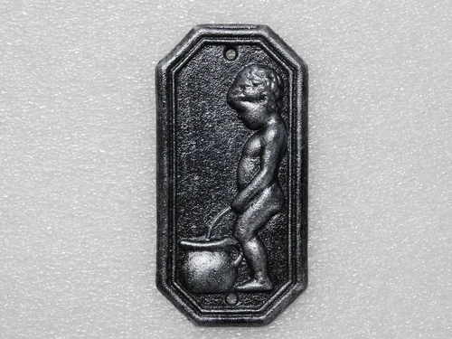 Cast Iron Toilet Signs Man & Woman – Set of 2 in Old Silver Look