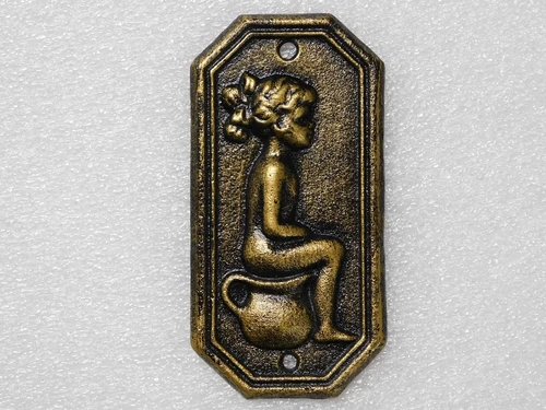 Cast Iron Toilet Signs Man & Woman – Set of 2 in Bronze Look