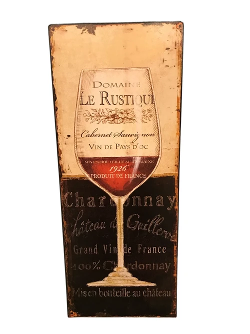 1 x Metal design sign with a beautifully painted wine glass and text influences.