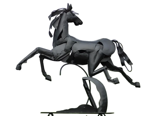 Abstract Statue Horse - 70 cm - Black - Metal