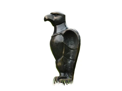 Eagle on wooden base - antique iron