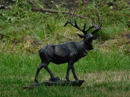 Fallow Deer Sculpture – Cast Iron with Hardwood Base