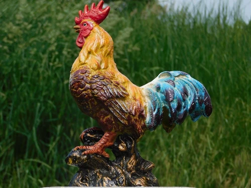 Beeld Haan in Kleur - Gietijzer