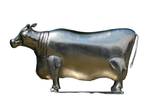 Statue Cow - metal - chrome colour, last one!!