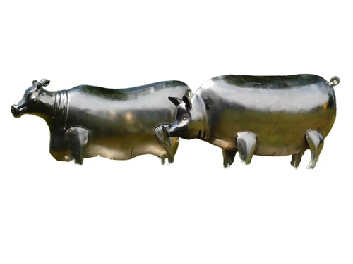 Statue Cow - metal - chrome colour, last one!!