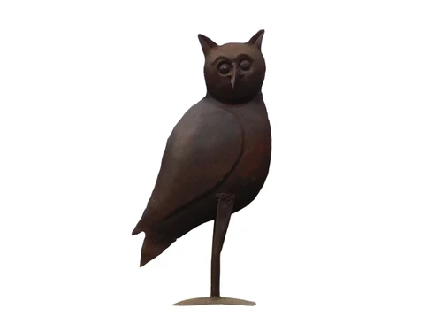 Statue owl - wise owl - metal in cast iron look, raw hand built