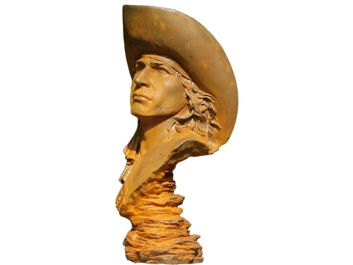 Bijzonder beeld van een Cowboy, gietijzer, zeer gedetailleerd!
