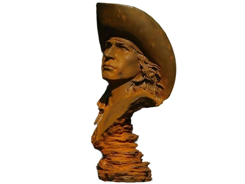 Bijzonder beeld van een Cowboy, gietijzer, zeer gedetailleerd!