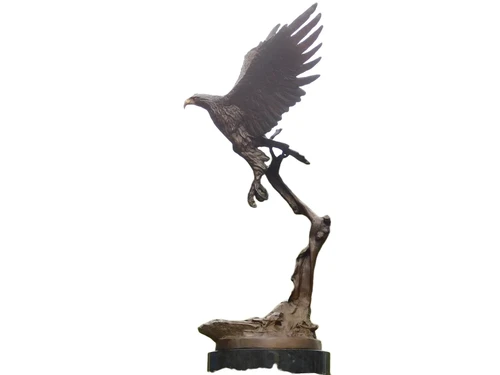 Bronze Eagle on Marble Base - 51 cm - Sculpture