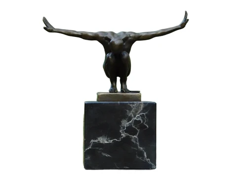 Bronze statue - Olympian Man - with marble base