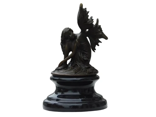 Bronze statue - Sleeping Elf - marble base