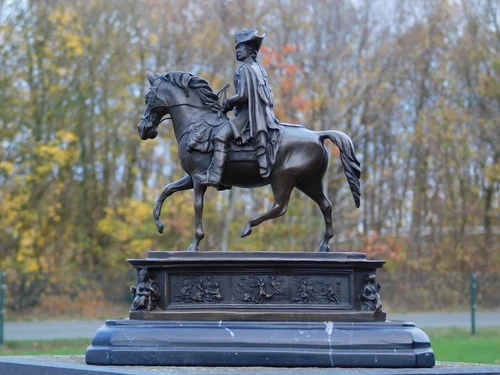 Bronze statue of Frederick the Great on Horseback - on Marble Base