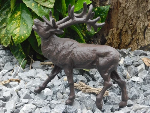 Deer Statue - 22 cm - Cast Iron - Brown