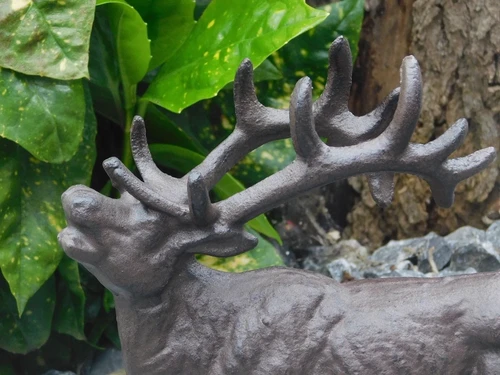 Deer Statue - 22 cm - Cast Iron - Brown
