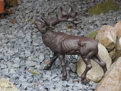 Deer Statue - 22 cm - Cast Iron - Brown