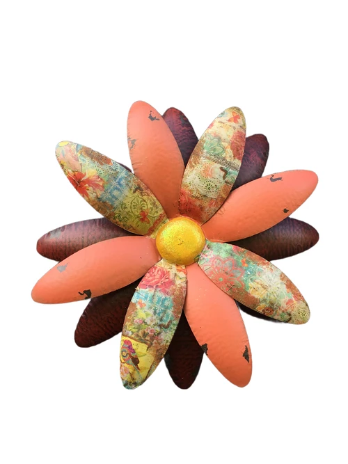 Decoratieve bloem, rood/roze, metaal