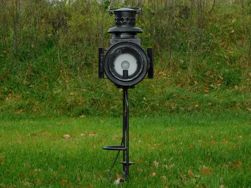 Antique Osmeka Railway Lantern with Lamp - Upright - 90 cm