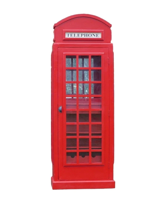 XXL Telefooncel Kast – Rode Londense Stijl – ca. 200 cm - Vintage Look