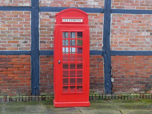 XXL Telefooncel Kast – Rode Londense Stijl – ca. 200 cm - Vintage Look