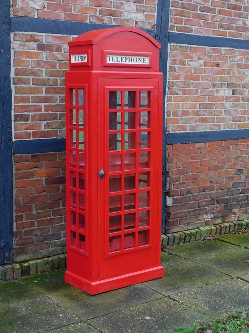XXL Telefooncel Kast – Rode Londense Stijl – ca. 200 cm - Vintage Look