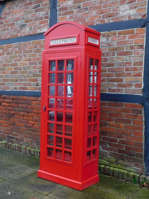 XXL Telefooncel Kast – Rode Londense Stijl – ca. 200 cm - Vintage Look