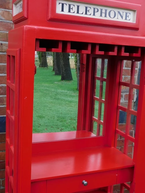 XXL Telefooncel Kast – Rode Londense Stijl – ca. 200 cm - Vintage Look