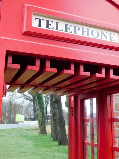 XXL Telefooncel Kast – Rode Londense Stijl – ca. 200 cm - Vintage Look