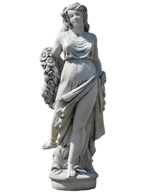 Statue of Lady with Flower Wreath - 175 cm - Stone