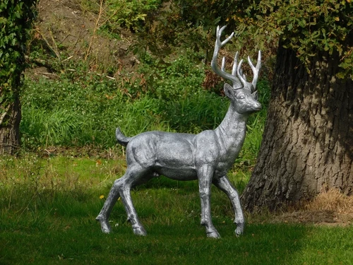 Statue Stag XL - silver-coloured - polystone