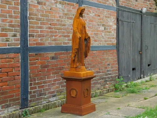 Statue of Mary on pedestal - 180 cm - Cast iron, COMING BACK IN MARCH 2026!!