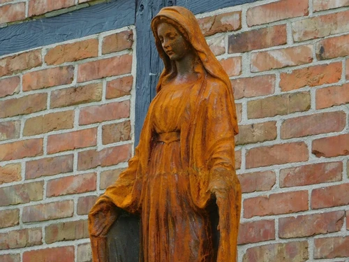 Statue of Mary on pedestal - 180 cm - Cast iron, COMING BACK IN MARCH 2026!!